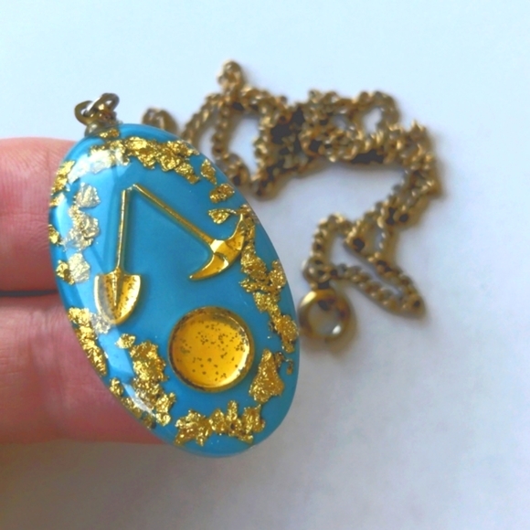 Vintage gold rush necklace with real 24k gold flakes - Picture 1 of 8